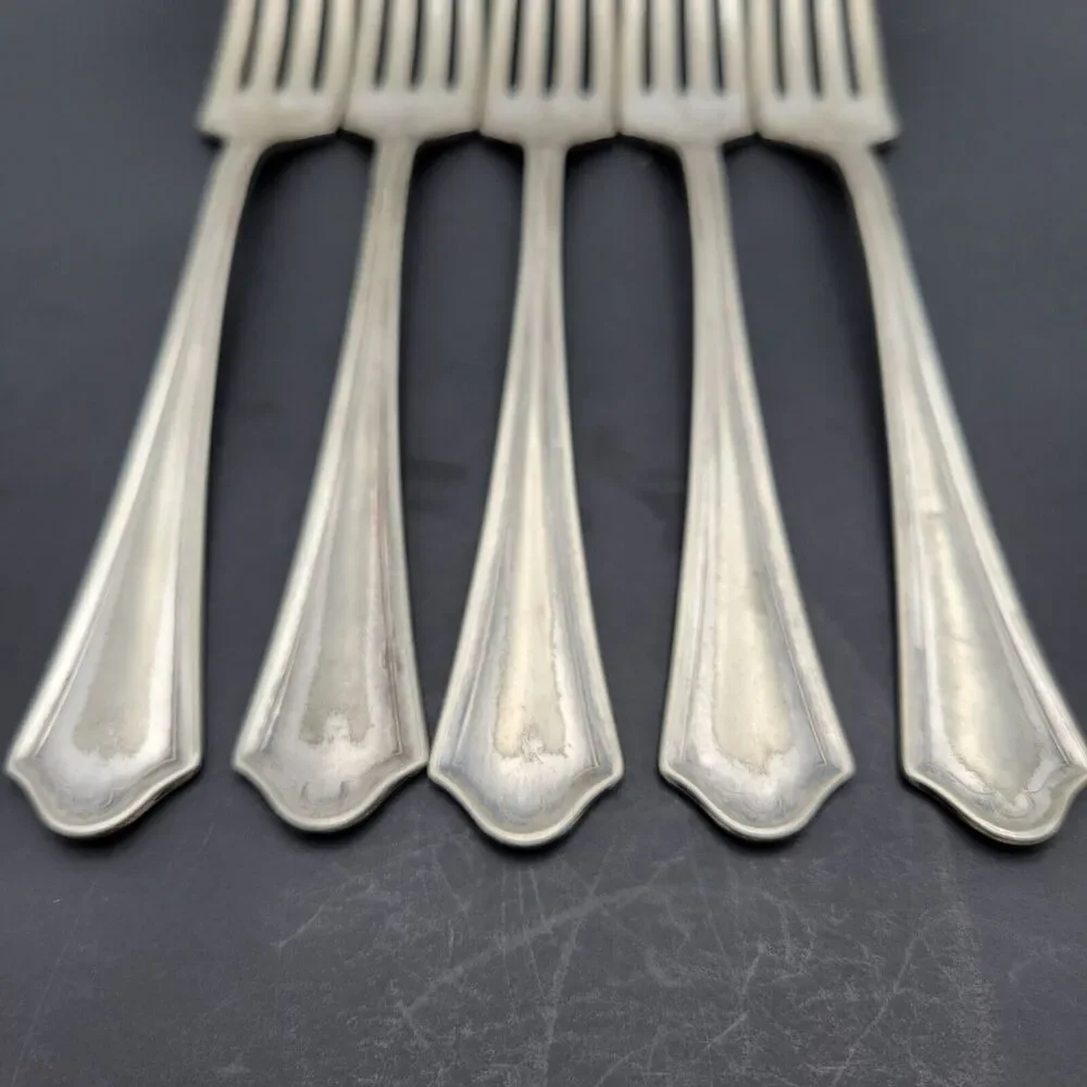 Vernon Ashley Oneida Community 5 Dinner Forks Par Plate Vtg 1917